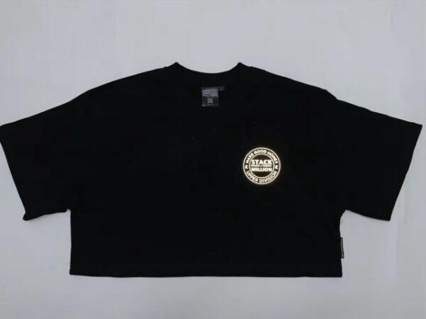 Women’s Upper Division Cropped Reflective TEE - Black - Image 3