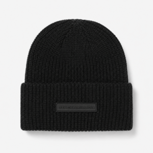 Logo Rubber Patch Beanie - Black x Black