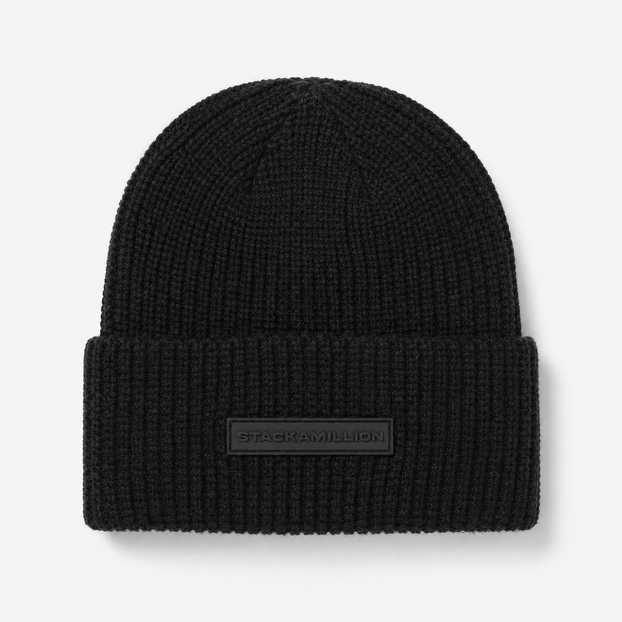 Logo Rubber Patch Beanie - Black x Black