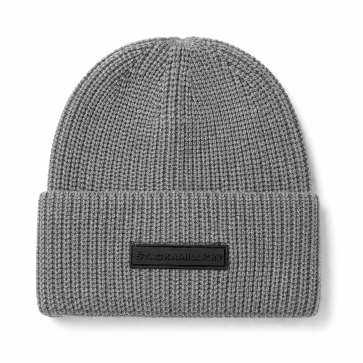 Logo Rubber Patch Beanie - Grey x Black